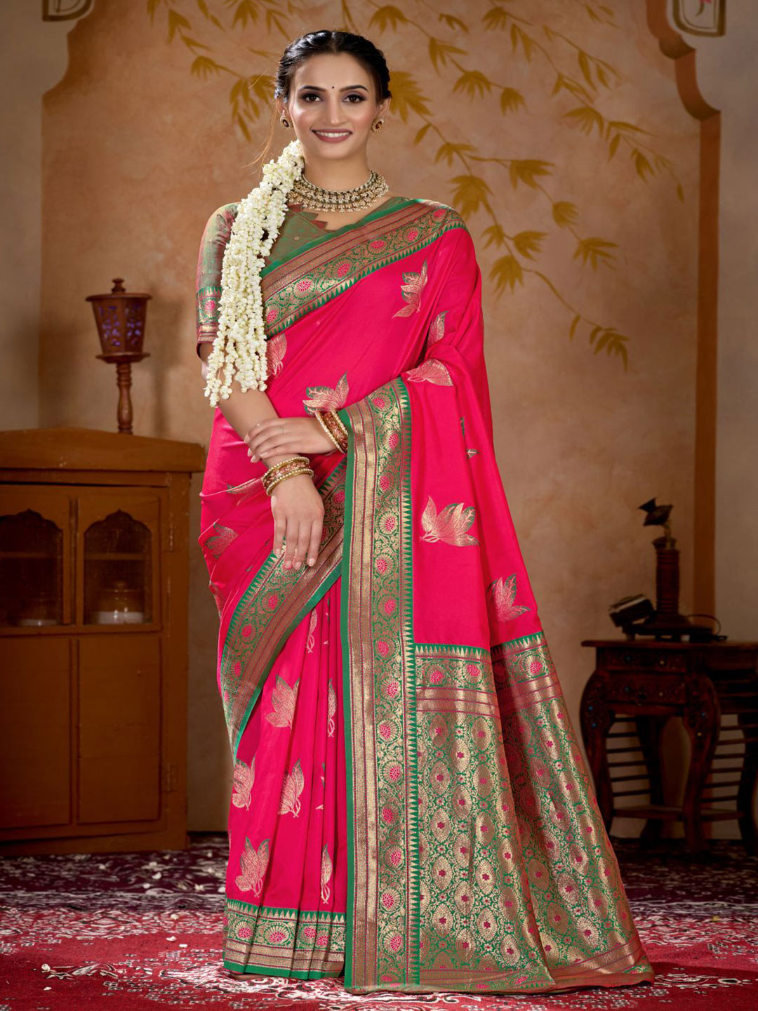 Paramparik Textile Ethnic Motifs Woven Design Zari Art Silk Banarasi Saree