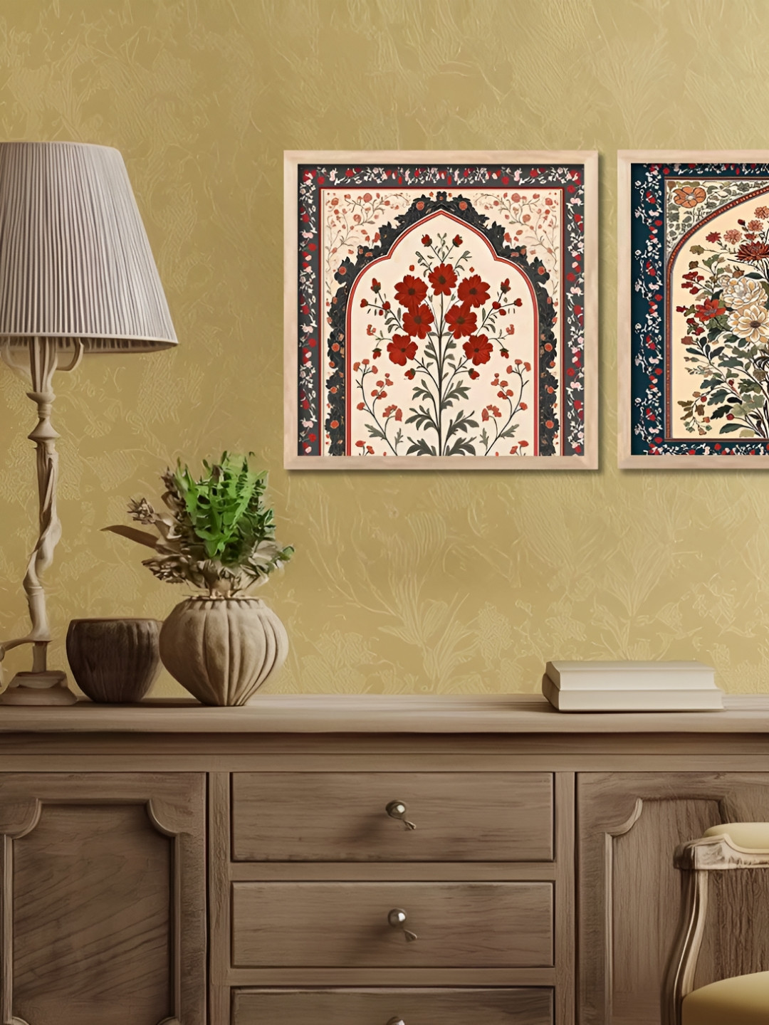 Kotart Brown & Red Set of 2 Piece Wood Abstract Wall Paintings