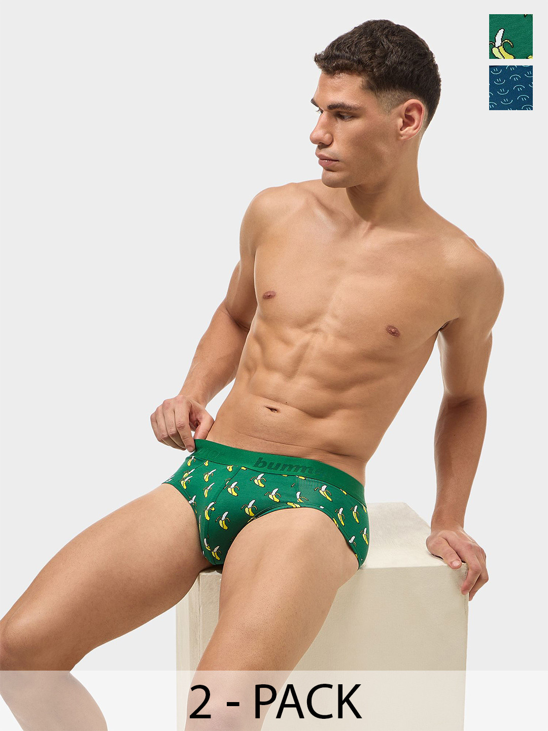 bummer Pack Of 2 Printed Cotton Mid Rise Briefs BRBANGLE02