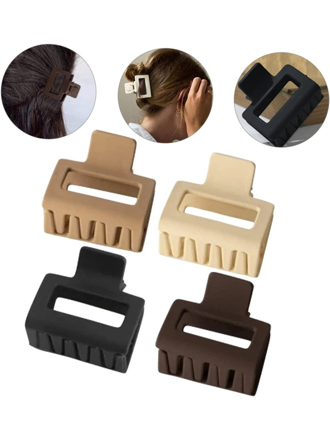 DIVASTRI Women Set of 4 Rectangular Plastic Western Claw Clip