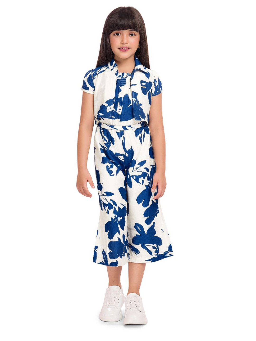 Tiny Baby Girls Printed Jumpsuit With Jacket & Belt