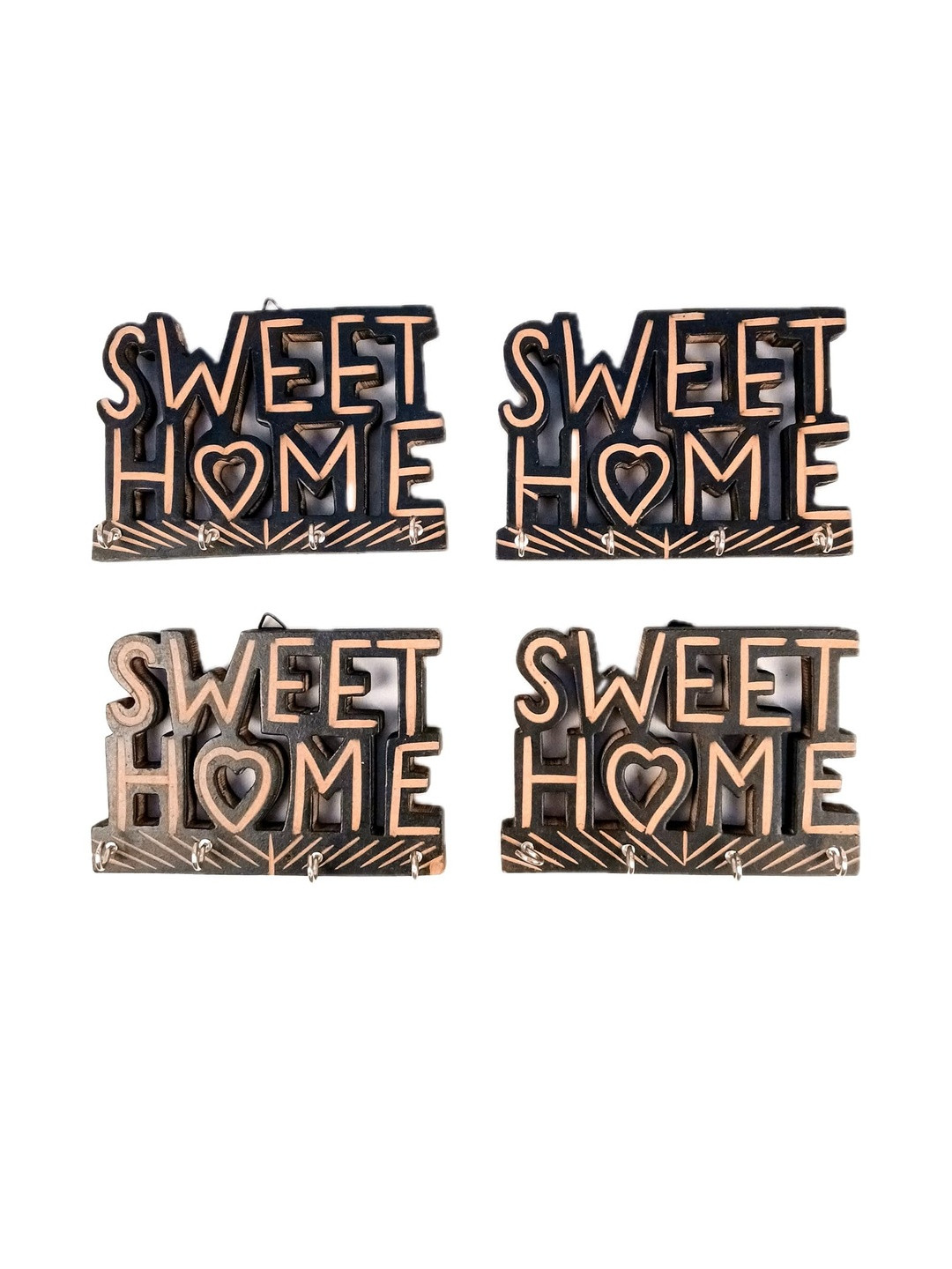 apka mart Brown & Black Set of 4 Key Holder Wall Hanging