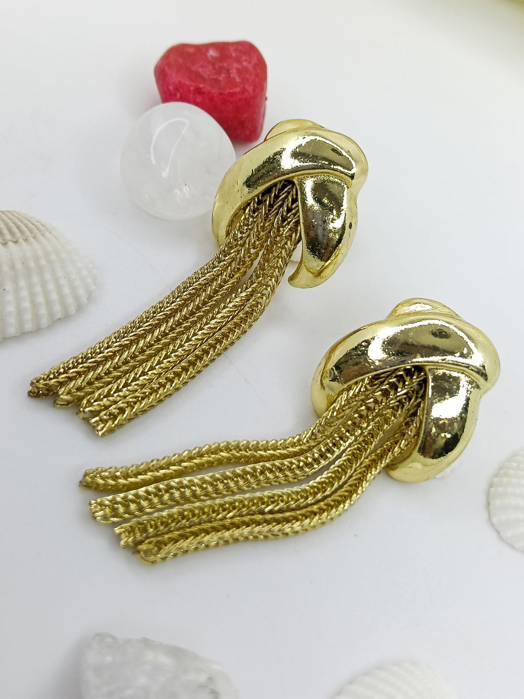 VELVET IMPERIAL Tasselled Contemporary Shaped Drop Earrings