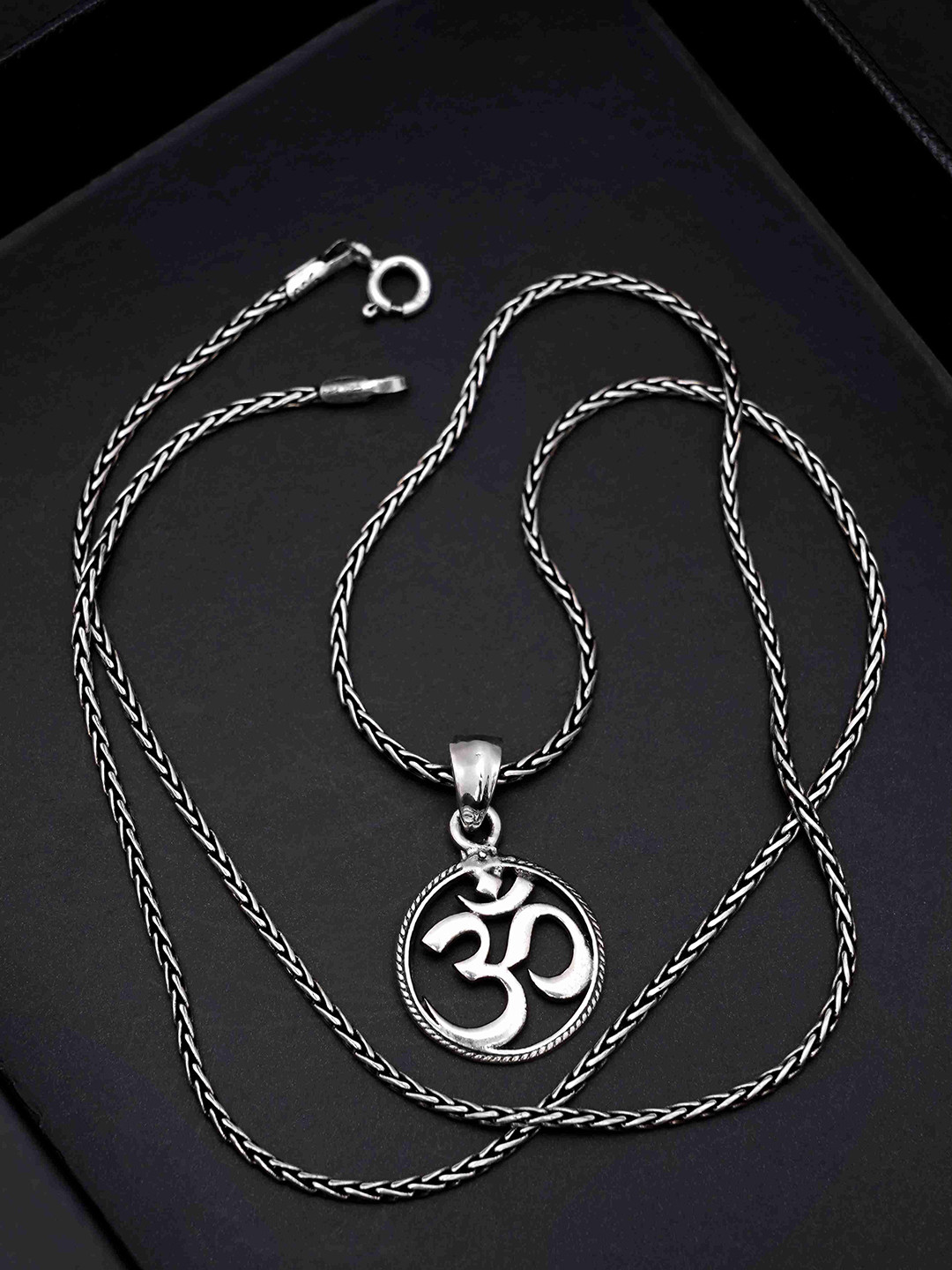 DIAVO Men 925 Silver-Plated Om The Circle of Life Pendant