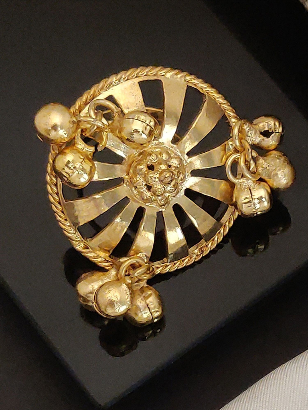 ABDESIGNS Gold-Plated Gungru-Studded Finger Ring