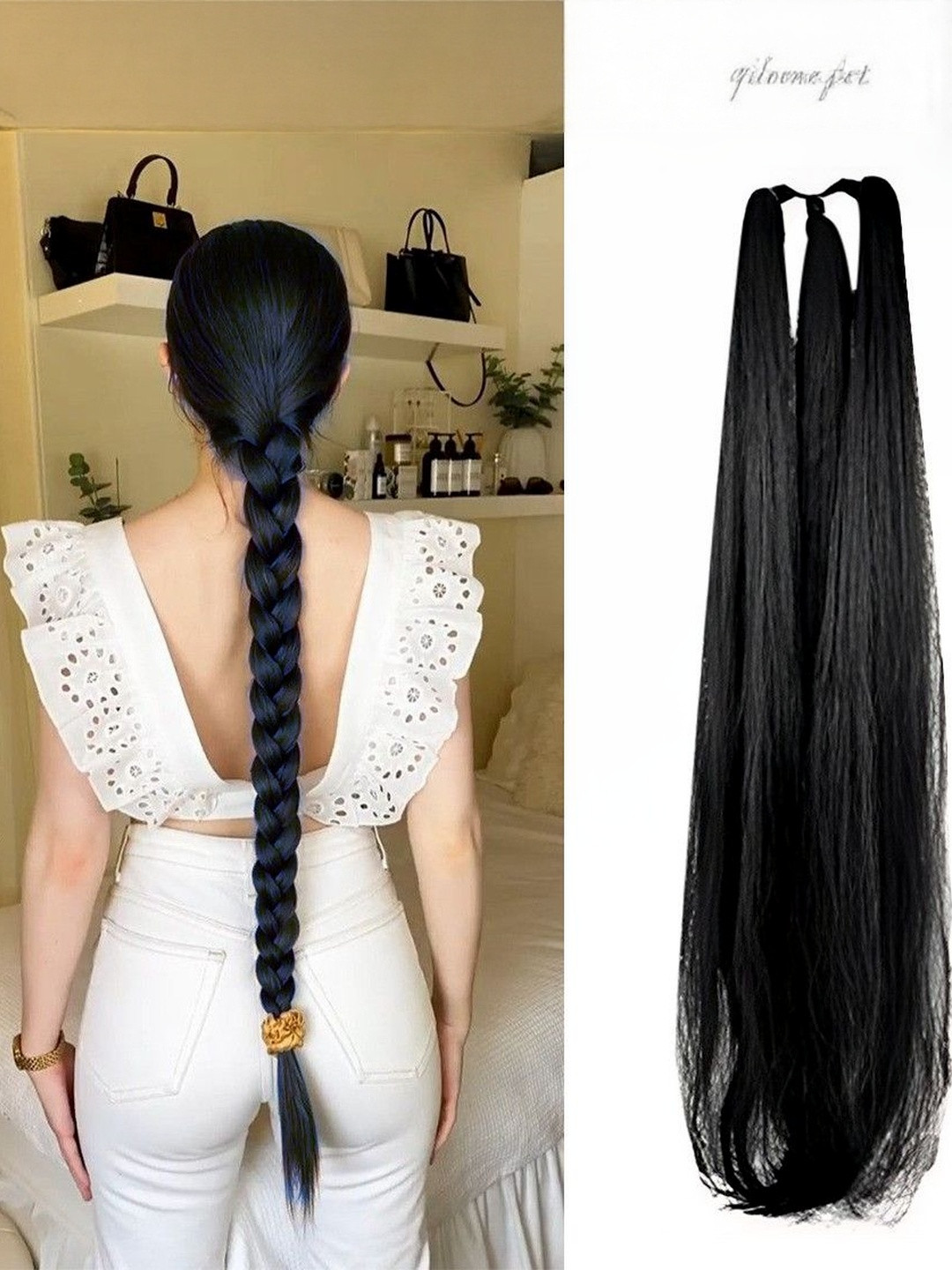 VIEWS Women Black Straight Clip-In Ponytail Hair Extension 23 inch