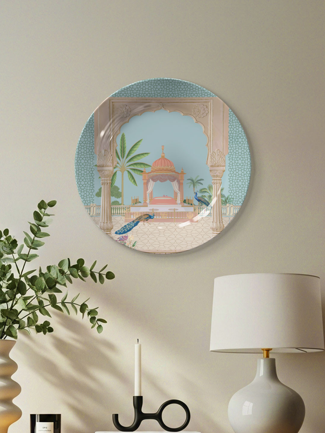 DESSINE ART Blue Echoes of Mughal Empire Decorative Wall Plate