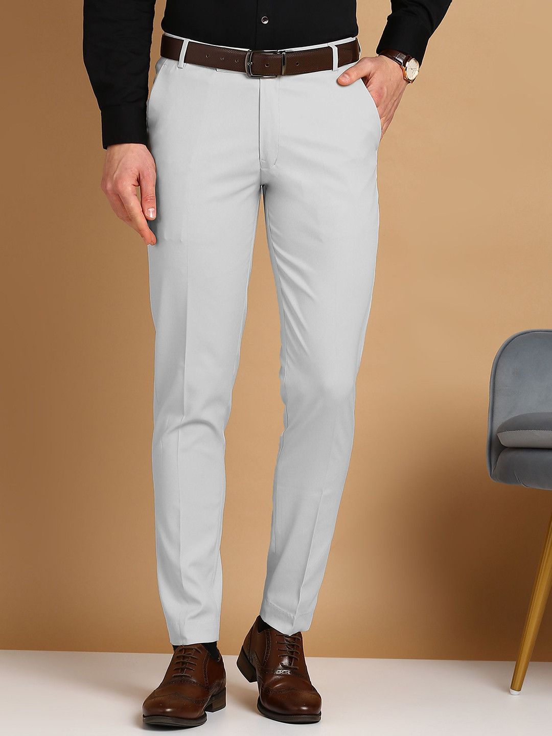 MANCREW Men Comfort Slim Fit Formal Trousers