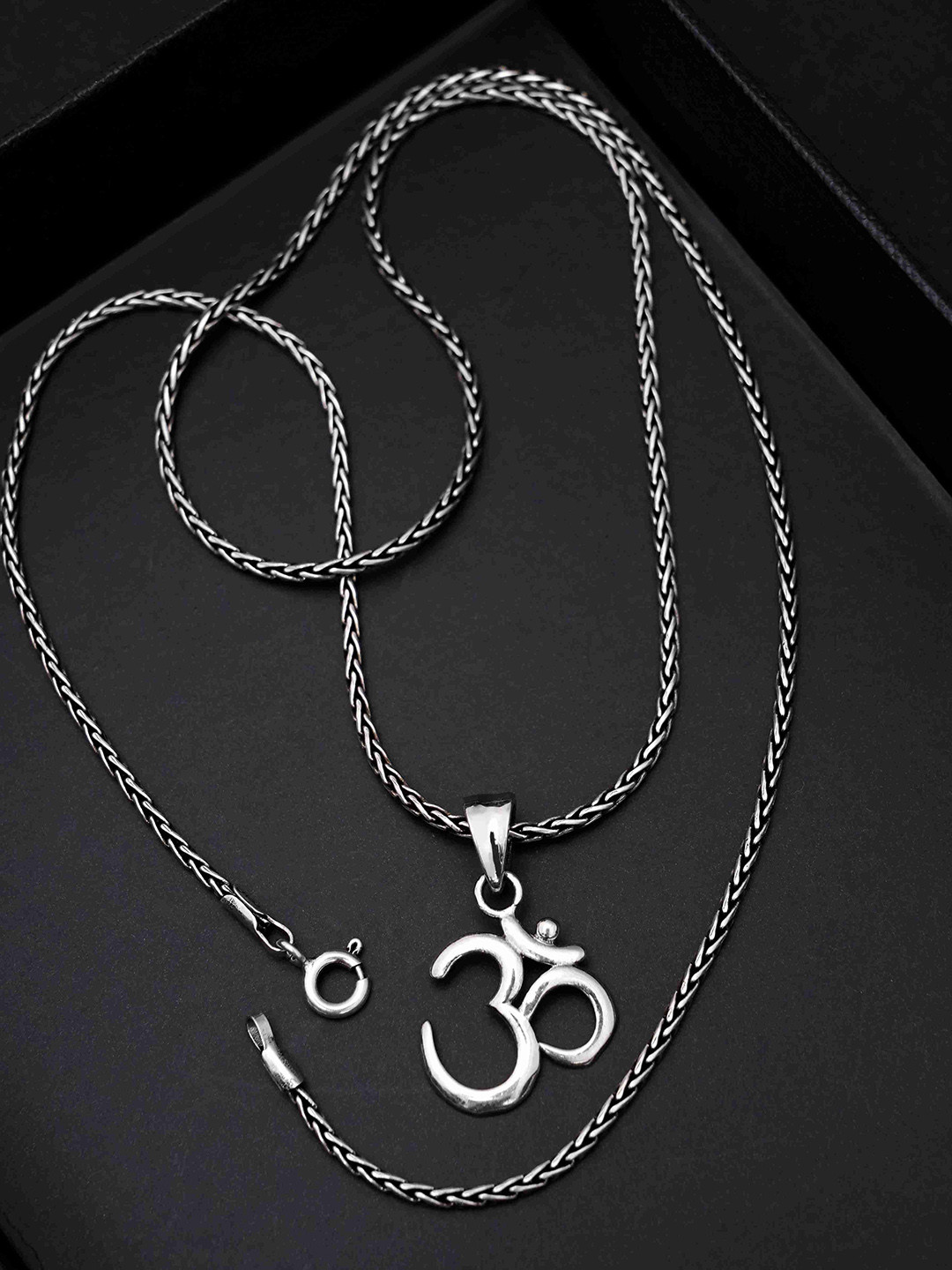 DIAVO Men 925 Silver-Plated OM The Symbol of Truth Pendant