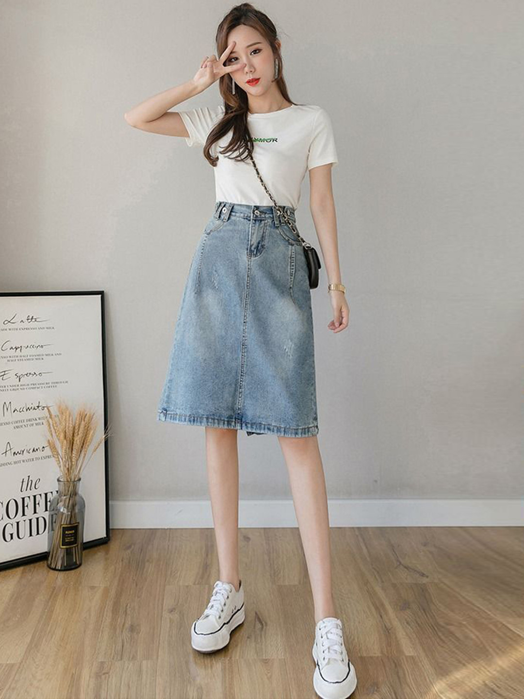 StyleCast Women A-Line Distressed Knee Length Skirt