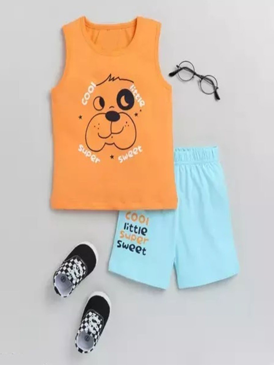 JENNY GARMENT Kids Printed Sleeveless T-Shirt With Shorts