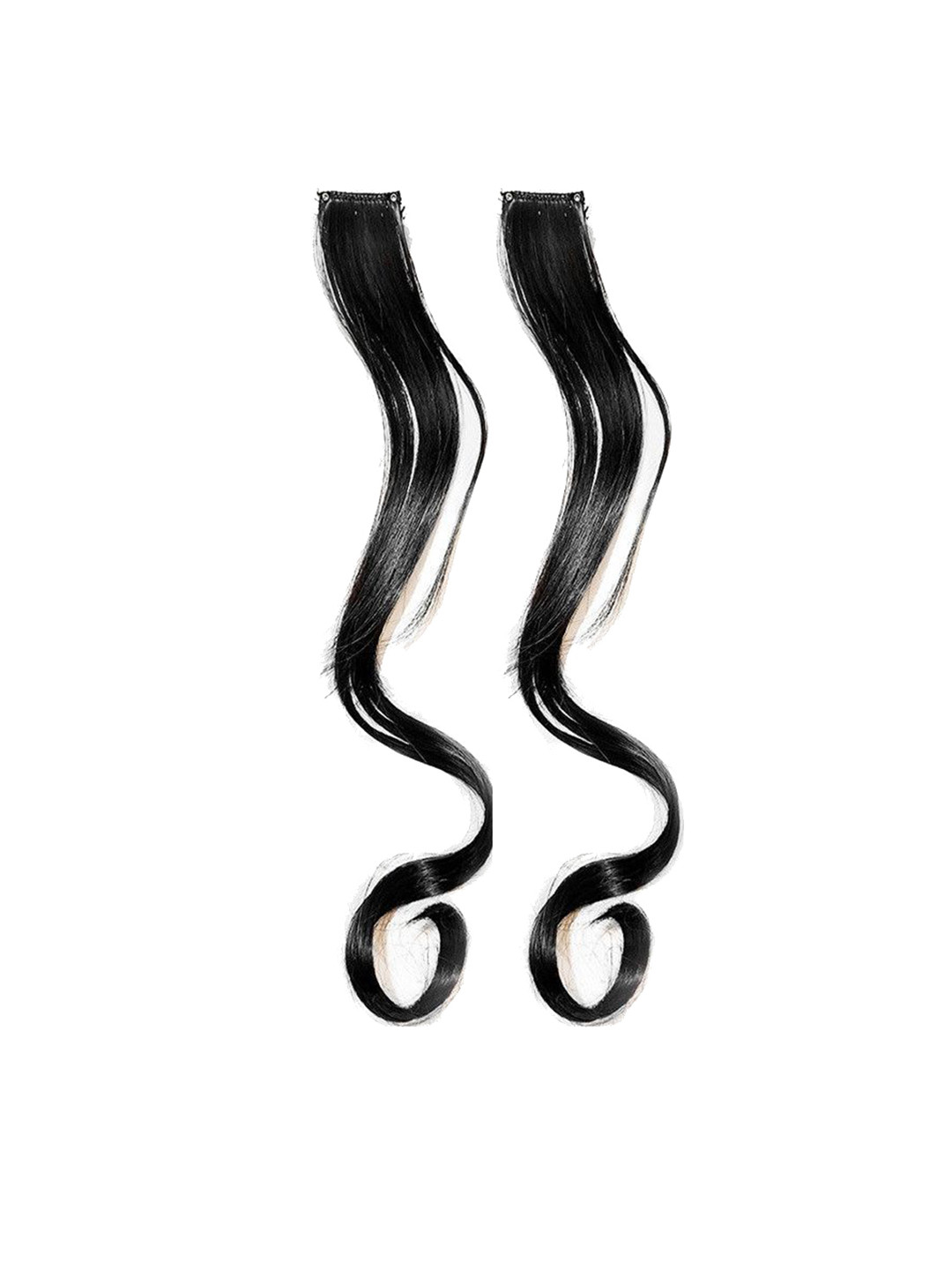 VIEWS Set Of 2 Wavy Clip-In Locks Hair Extension-Black-22 Inch