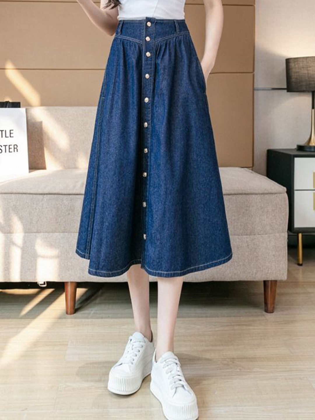 StyleCast Women Cotton A-Line Knee Length Skirt