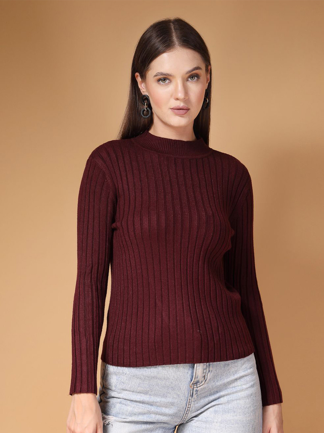Mafadeny Women Ribbed Knit Long Sleeve Top