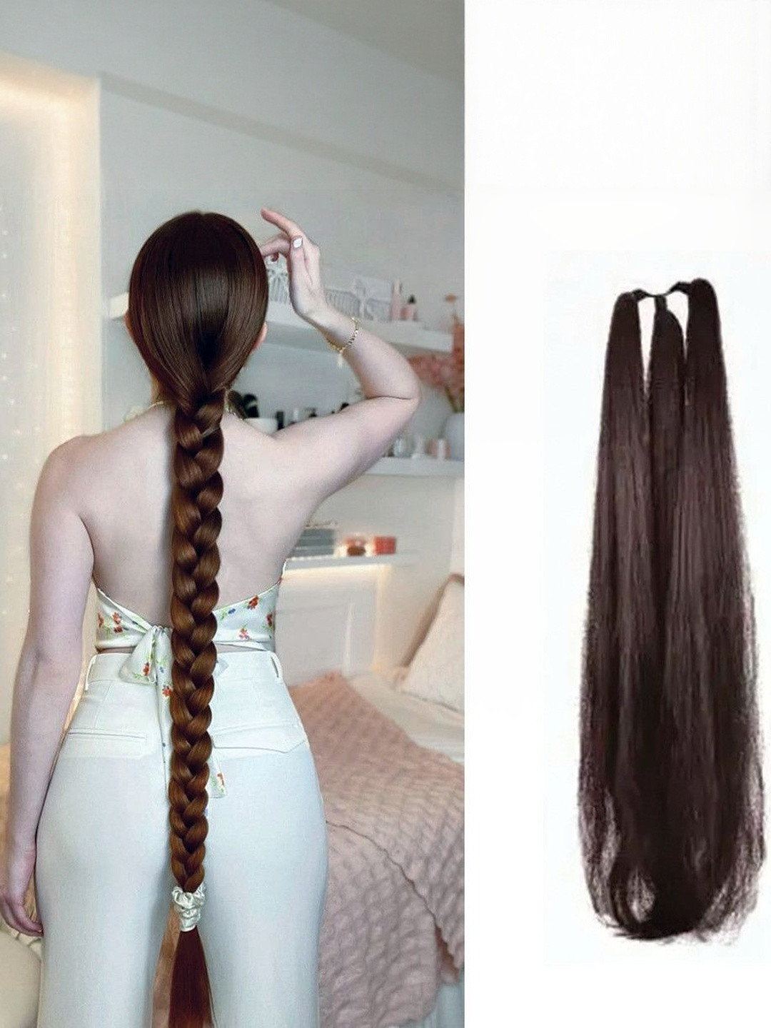VIEWS Brown Wavy Clip-In Locks Hair Extension
