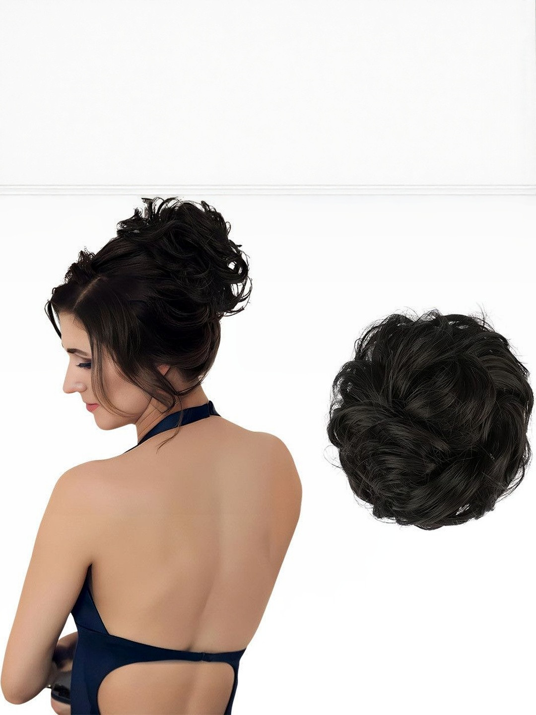 VIEWS Black Wavy Hola Bun Hair Extension