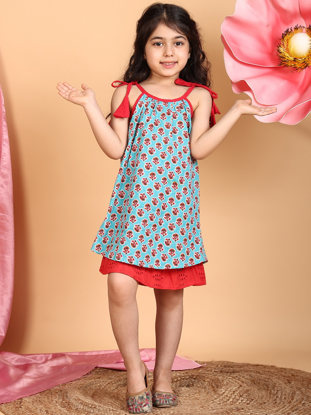 Sangria Girls Pack of 1 Cotton Printed A-Line Dress