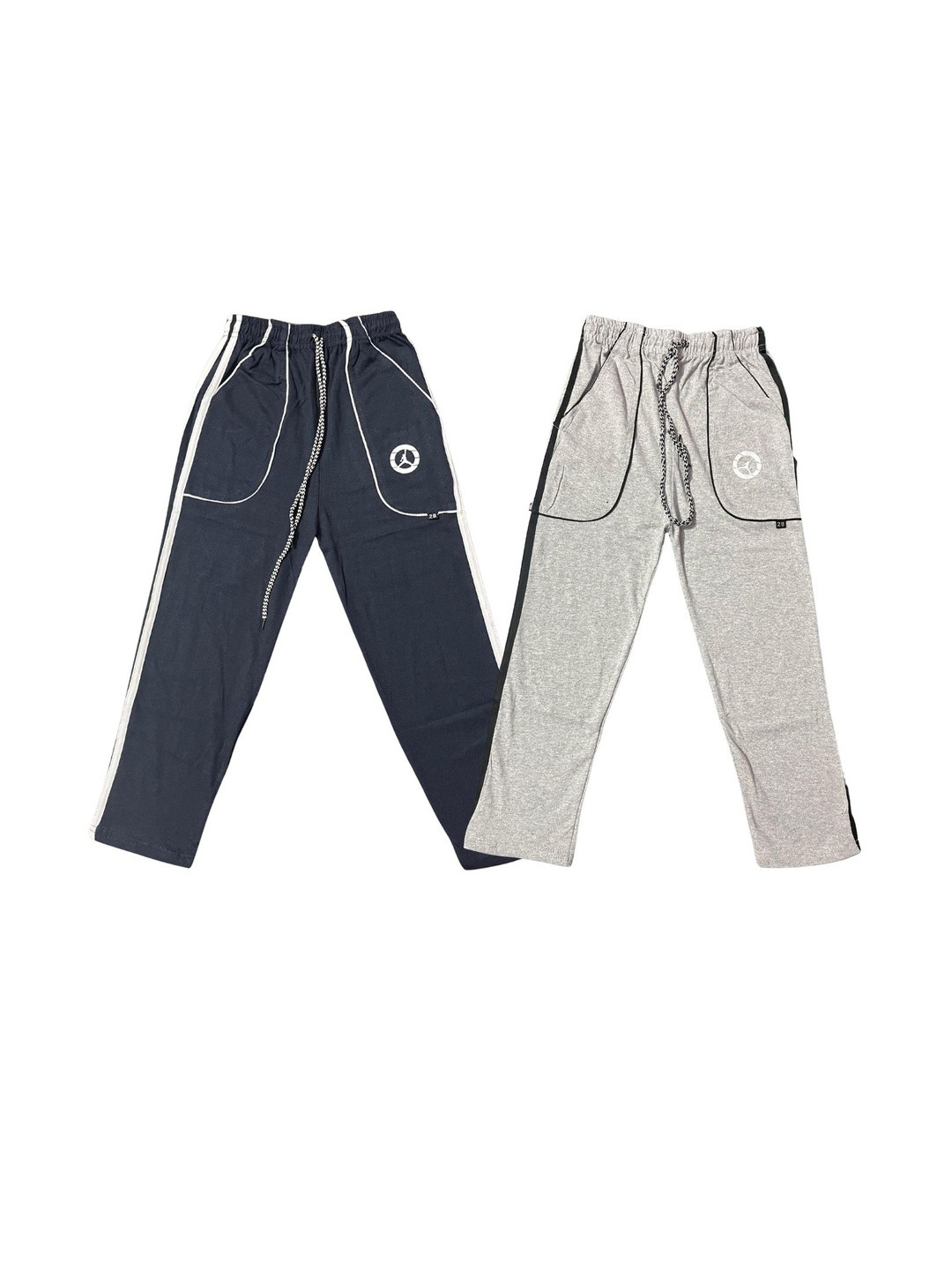 AMNOUR Boys Pack of 2 Dark Blue & Grey Solid Track Pants