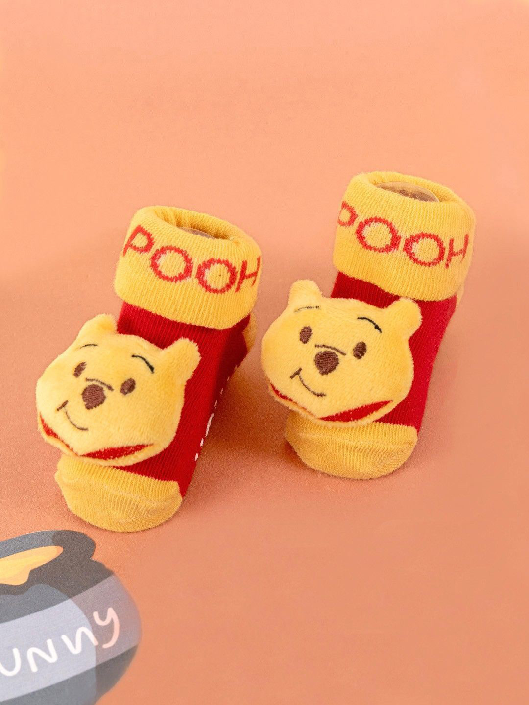 Yellow Bee Boys Cotton Pooh Face 3D Socks
