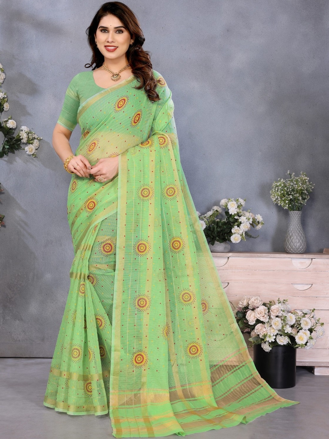 Moda Rapido Bandhani Printed Maheshwari Cotton Saree