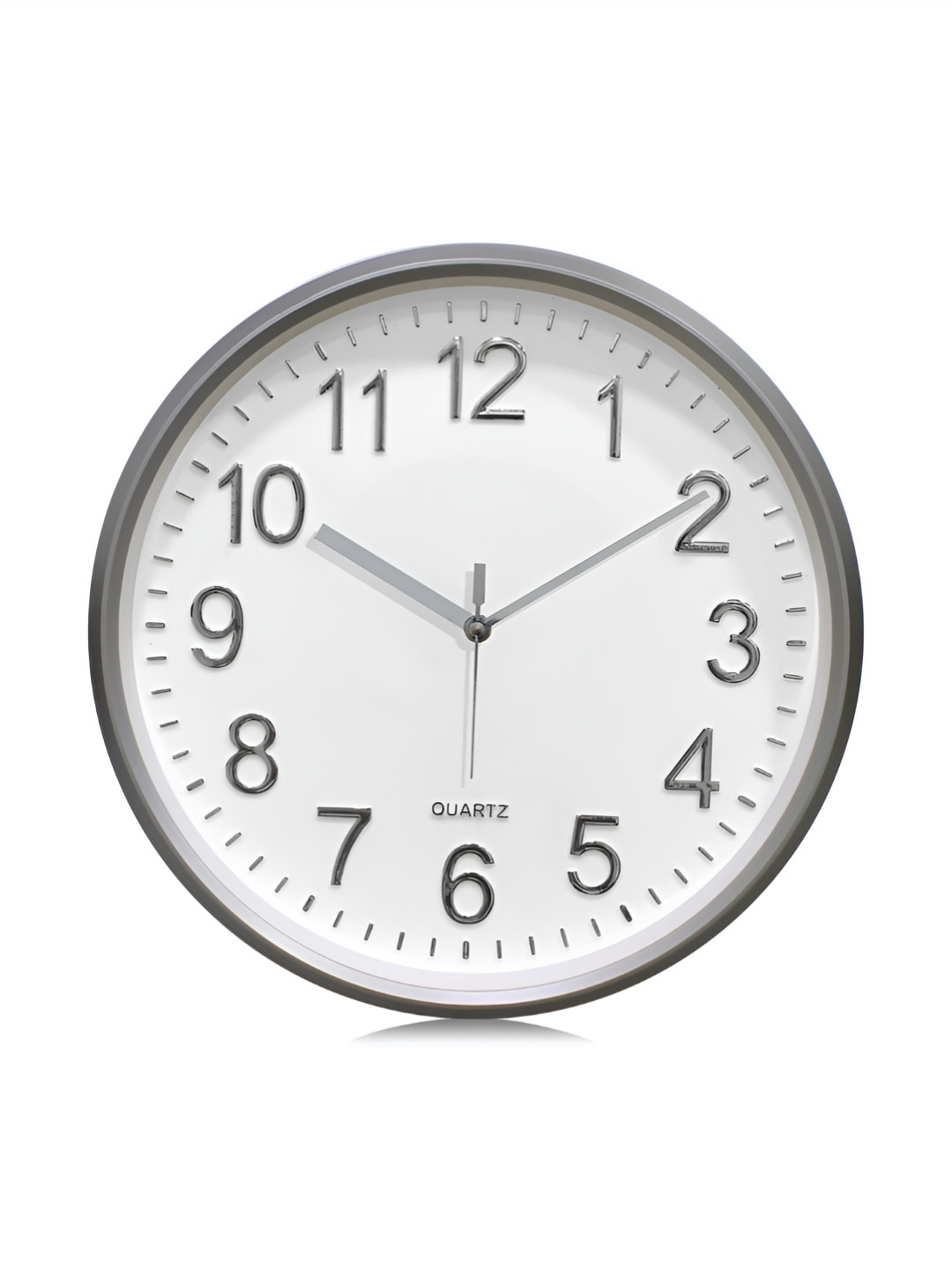 Random Luxury Gry & White  12-Inch Quartz Wall Clock with 3D Numbers