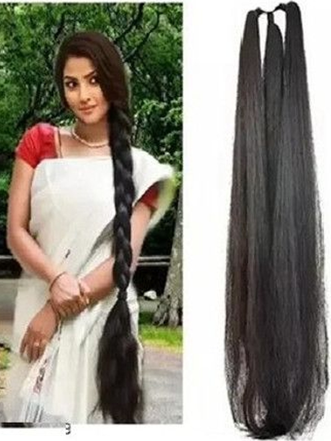 VIEWS Women Black Straight Clip-In Locks Hair Extension