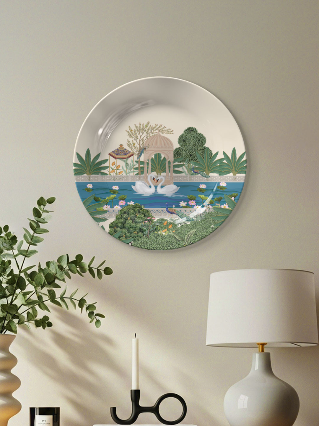 DESSINE ART Blue & Green Ceramic Wall Plate