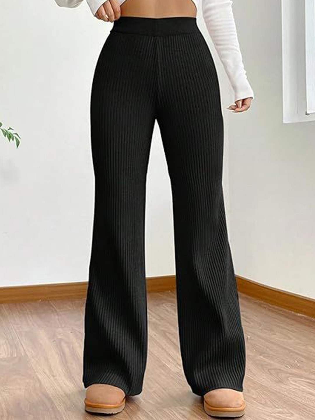DIGITAL SHOPEE Women High-Rise Slip On Parallel Trousers