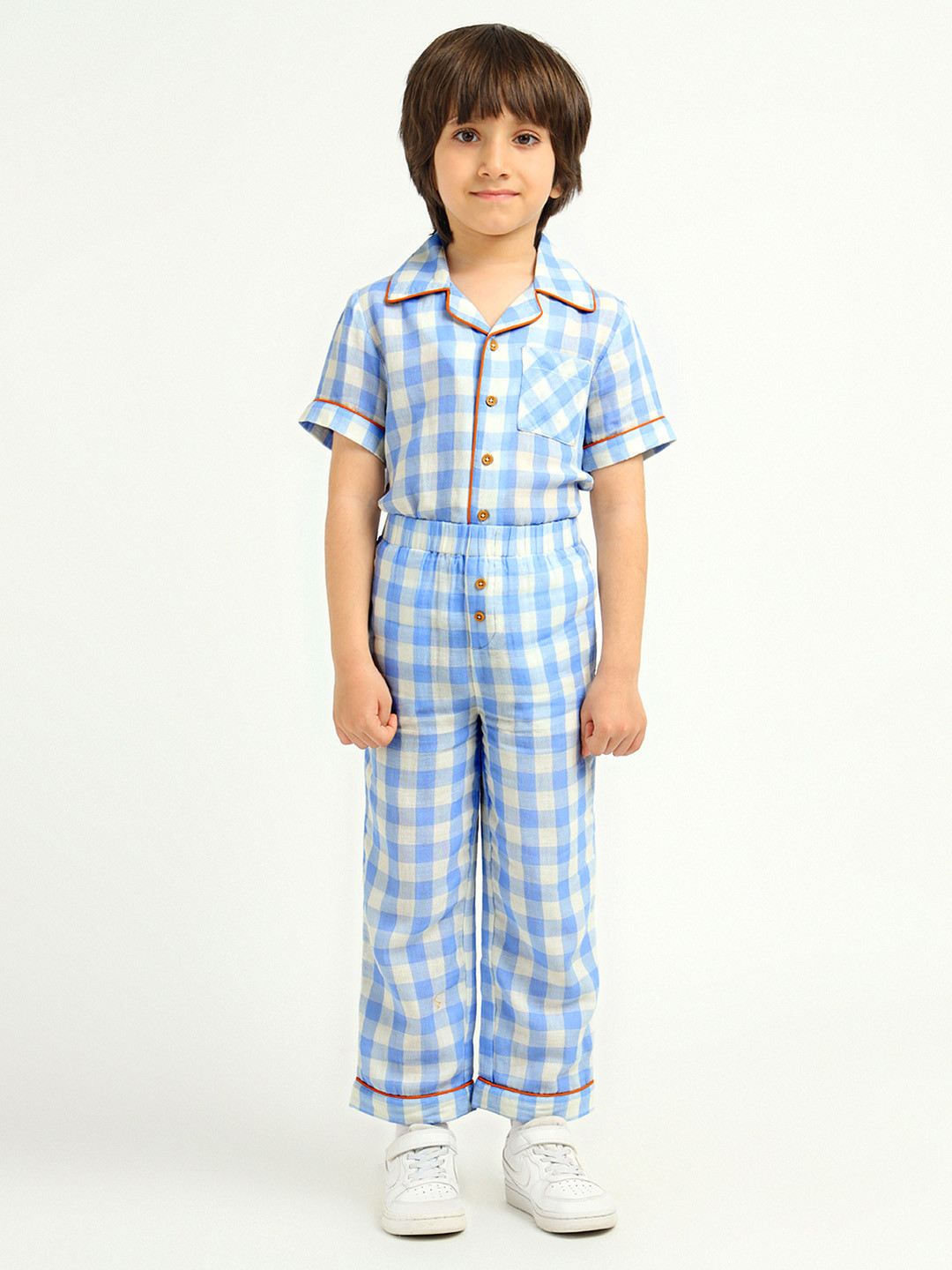 Somersault Kids Checked Pure Cotton Night suit