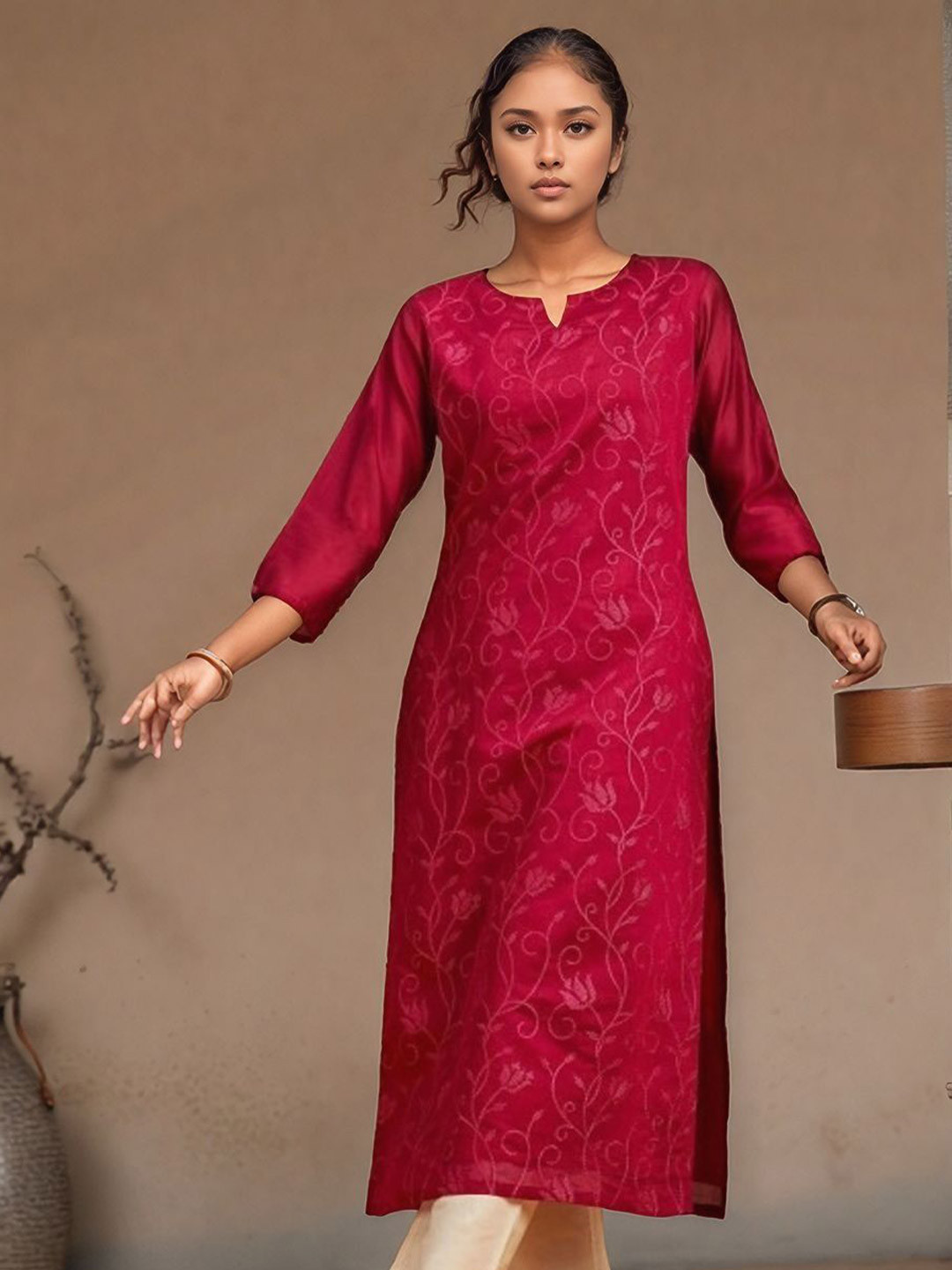 Tulip Eden Women Paisley Dyed Chanderi Silk Kurta
