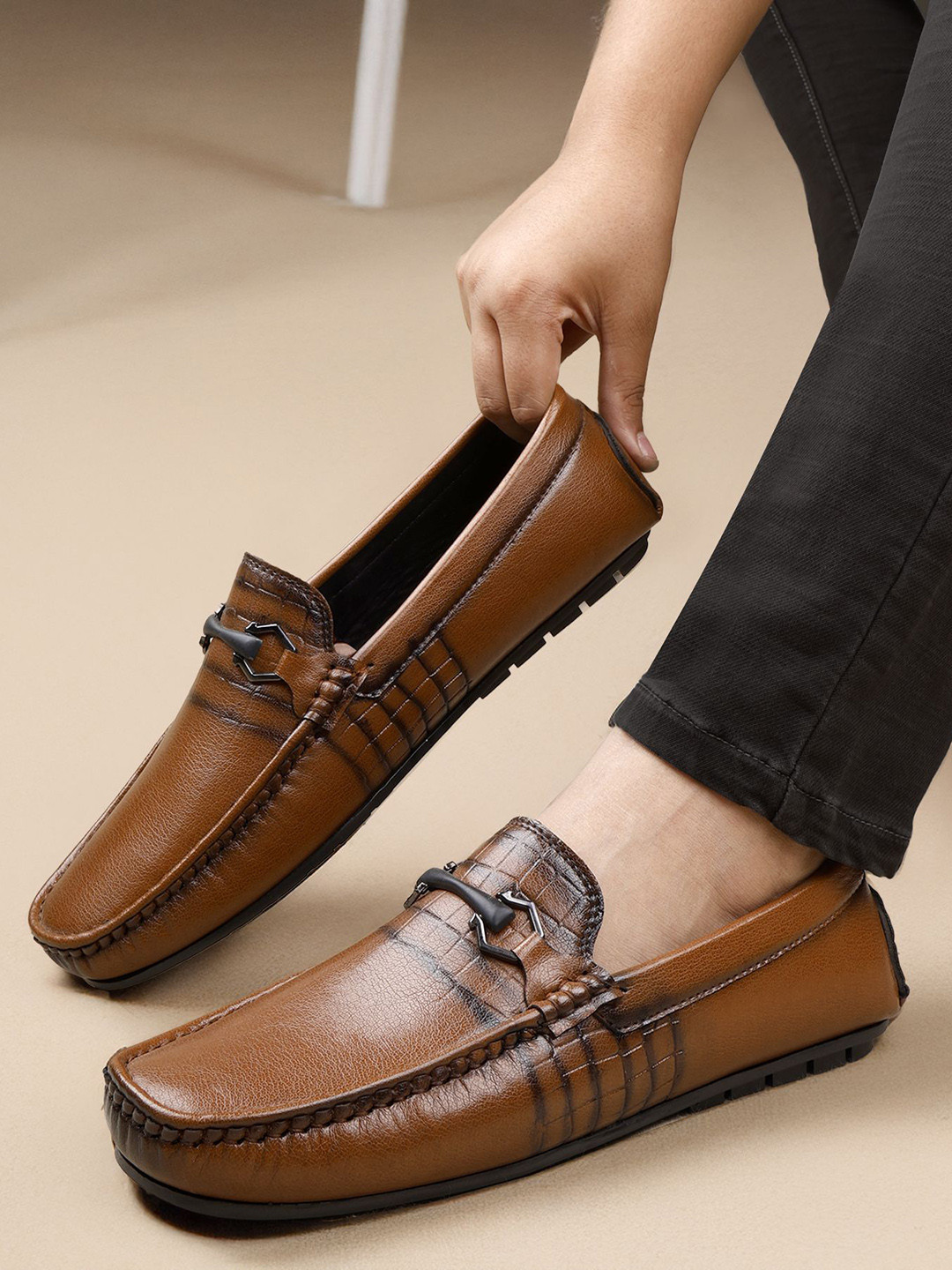 T-Rock Men Square Toe Driving Shoes