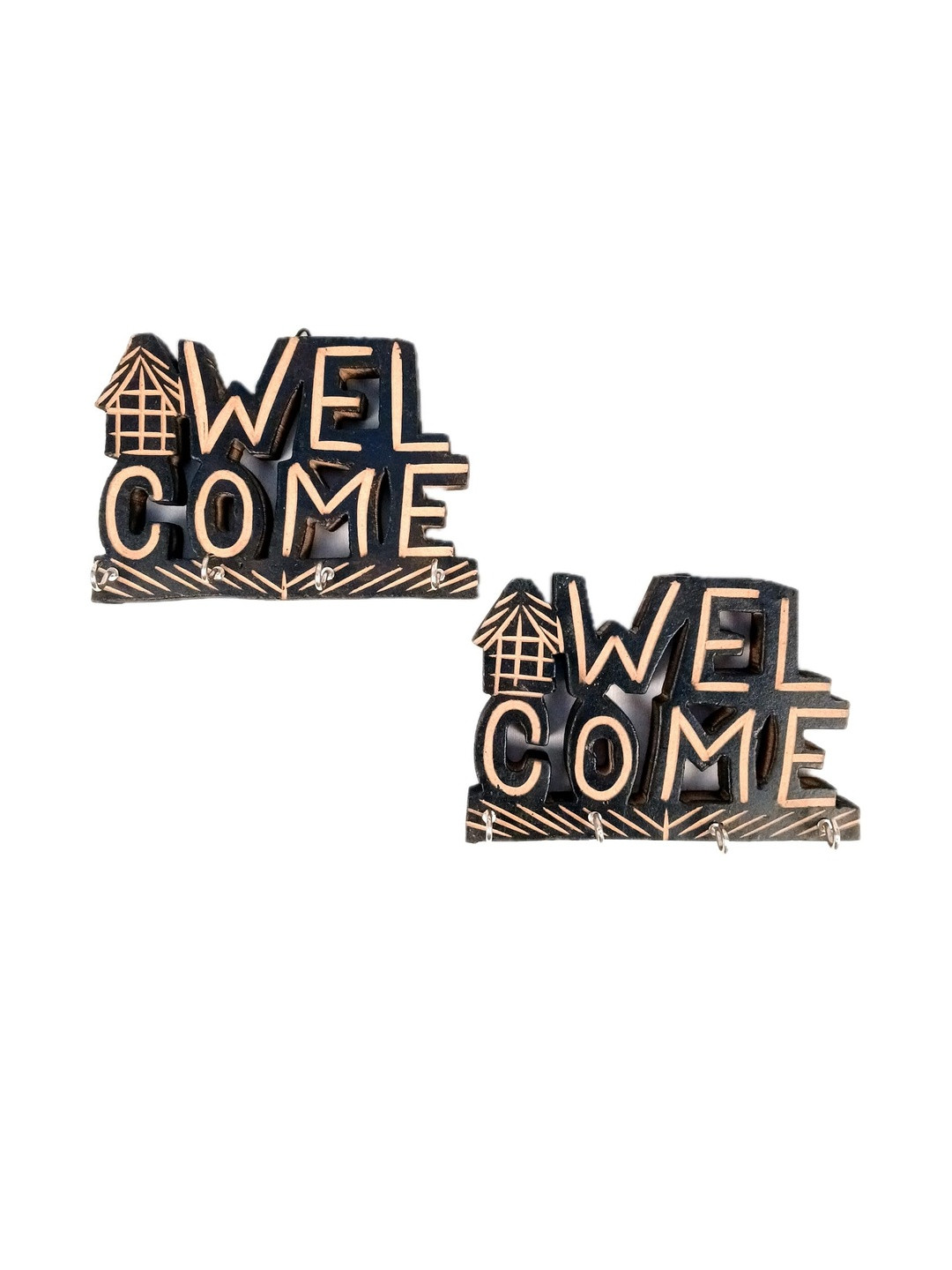 apka mart Brown 2 Piece Welcome Design Key Holders