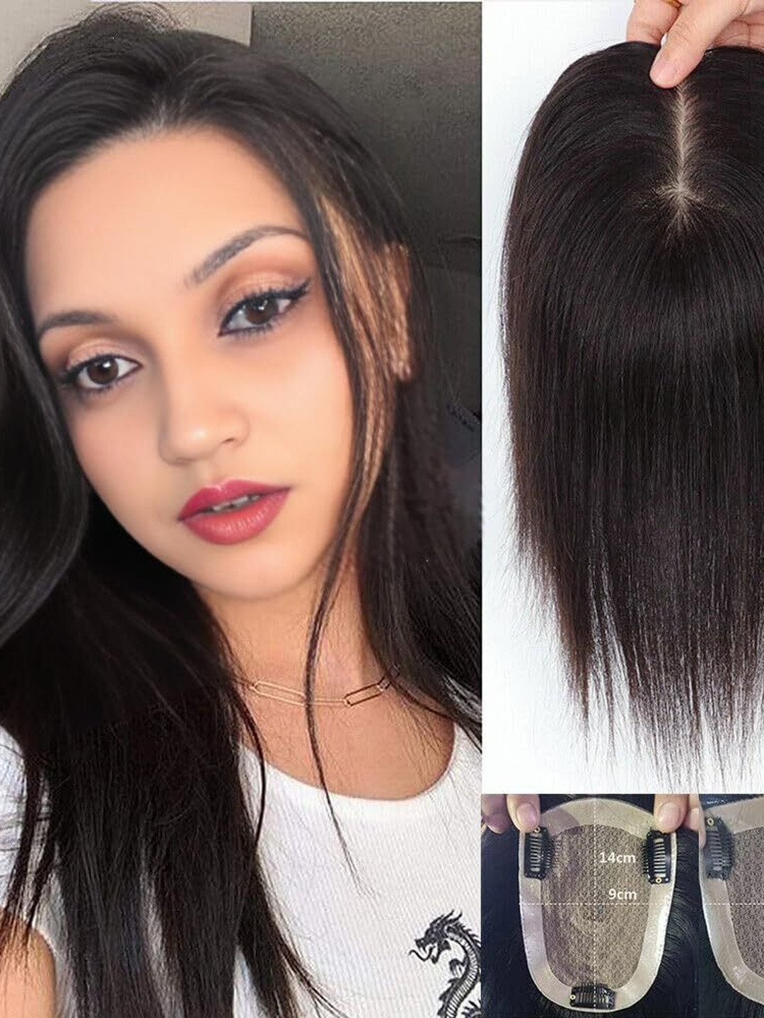 VIEWS Brown Straight Clip-In Toupee Hair Extension