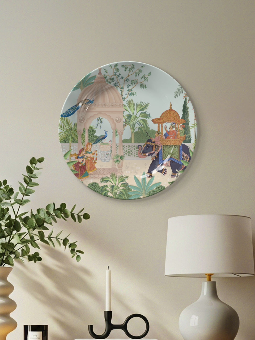 DESSINE ART Green Rajputana Aabhaas Decorative Wall Plate