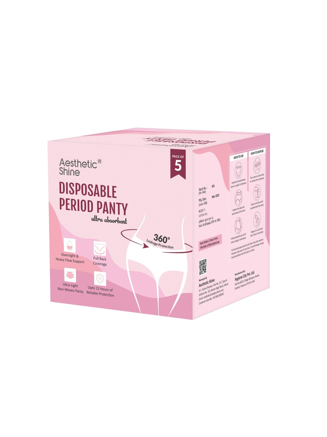 Aesthetic shine Women Pack Of 5 Disposable Sanitary Pad