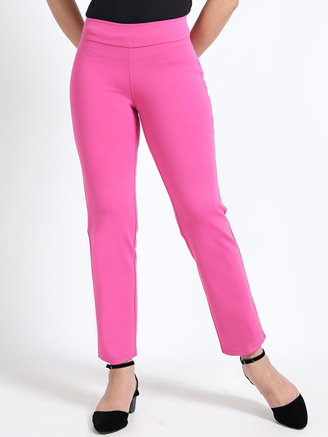 Belore Slims Women Tailored Slim Fit High-Rise Flat-Front Formal Trousers