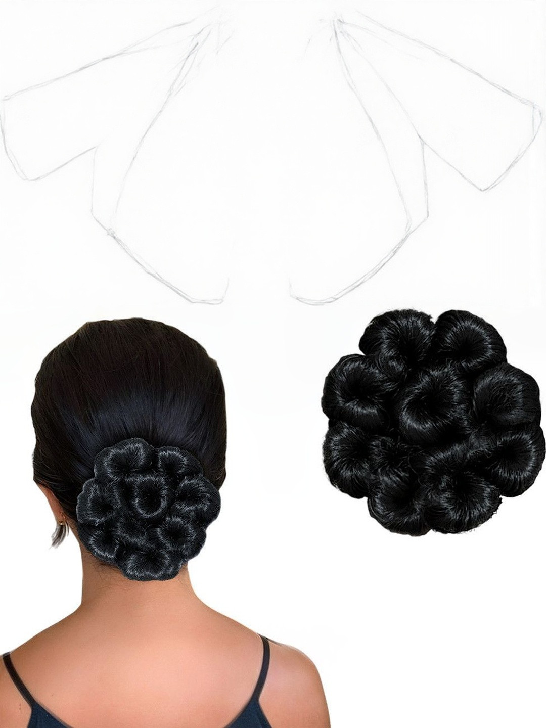 VIEWS Women Curly Clip-In Bun Hair Extension - 8 Inch