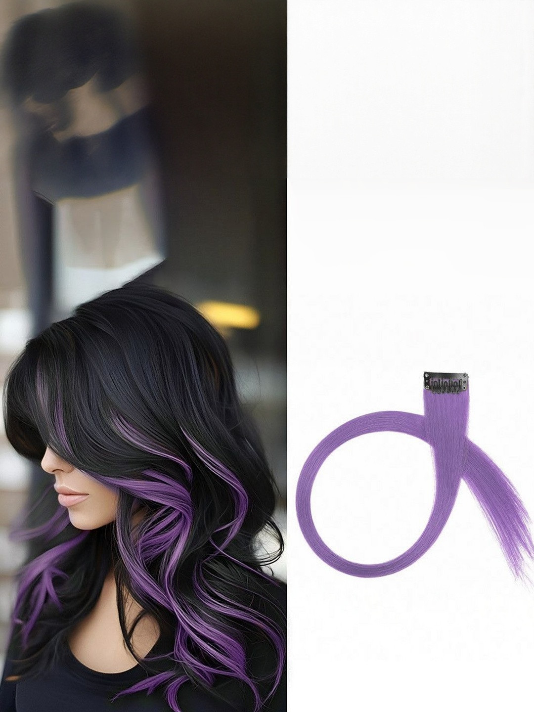 VIEWS Wavy Clip-In Locks Hair Extension-Lavender-20 inches