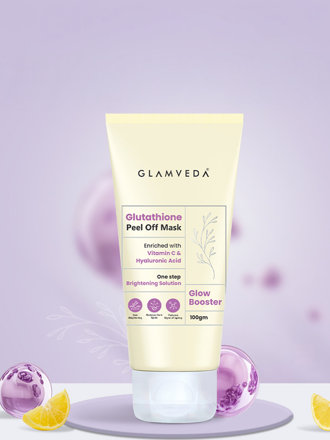 GLAMVEDA Glutathione Peel Off Mask Enriched With Vitamin C & Hyaluronic Acid - 100 g