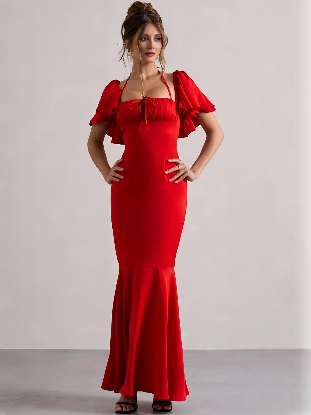 WANQUILA Butterfly Sleeves Maxi Longline Top Dress