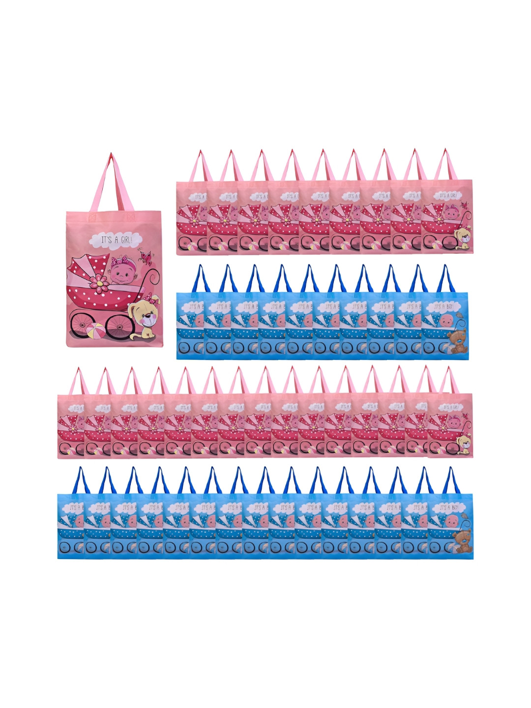 Aura Unisex Pack Of 50 Graphic Printed Reusable Shopper Tote Bag