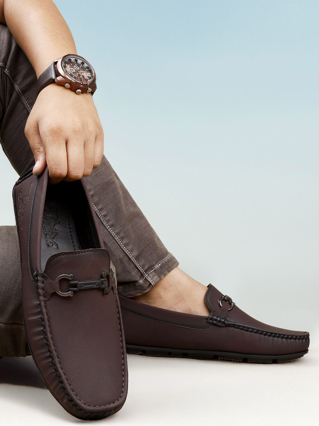 T-Rock Men Square Toe Horsebit Loafers