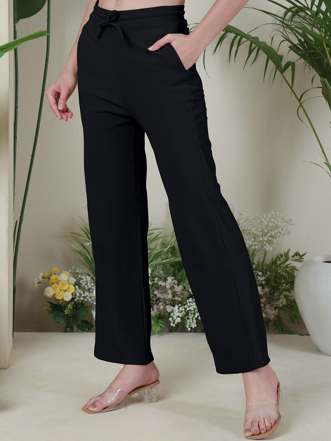 Selvia Edge Women Comfort Easy Wash Straight Fit Mid-Rise Trousers