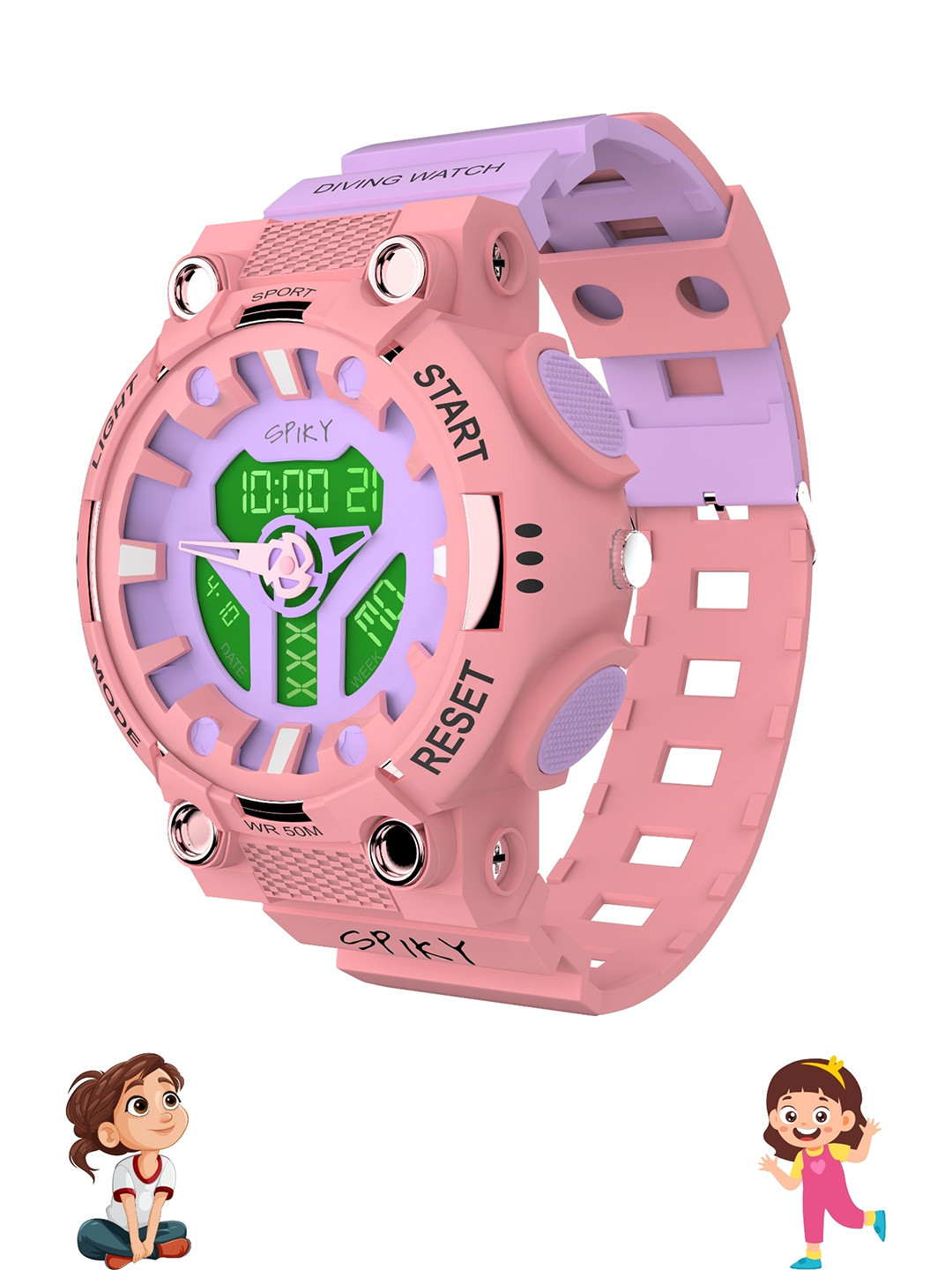 Spiky Kids Straps Analogue and Digital Multi Function Analogue & Digital SPKEVA31_C4_MPur