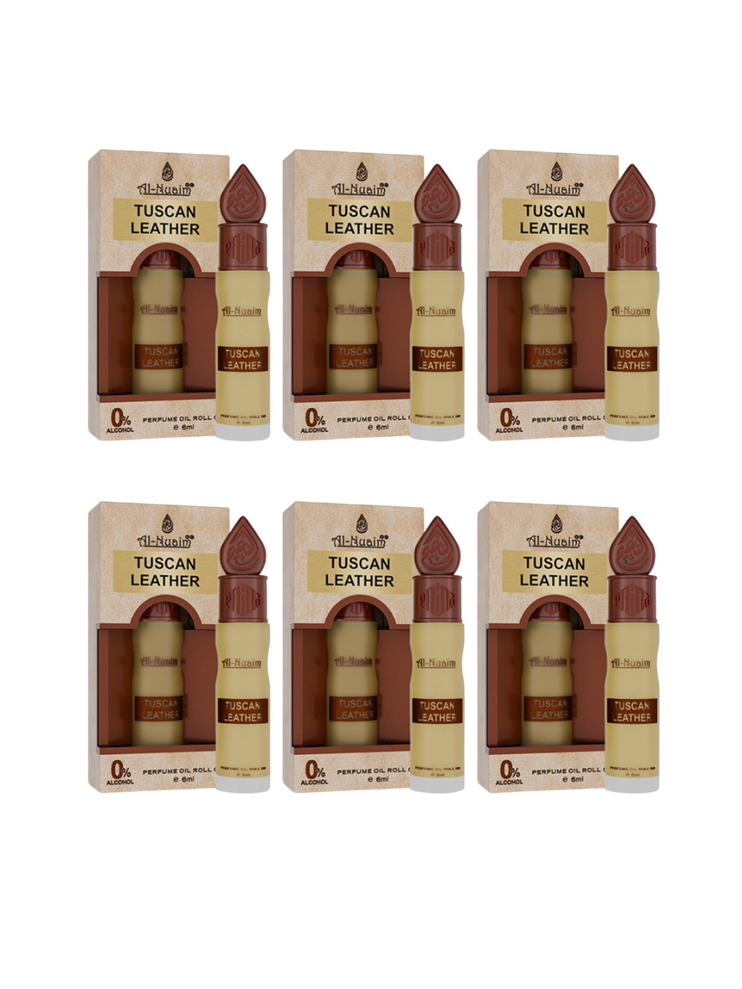 Al-Nuaim Set Of 6 Tuscan Leather Alcohol Free Attar - 6ml Each