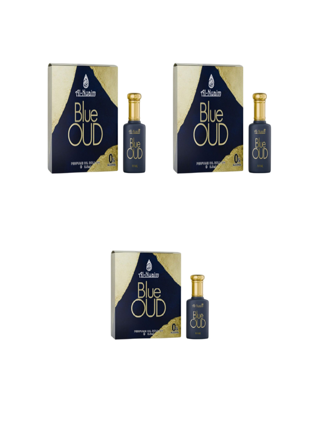 Al-Nuaim Set Of 3 Amer Series Blue Oud Long Lasting Alcohol Free Attar - 9.9ml Each