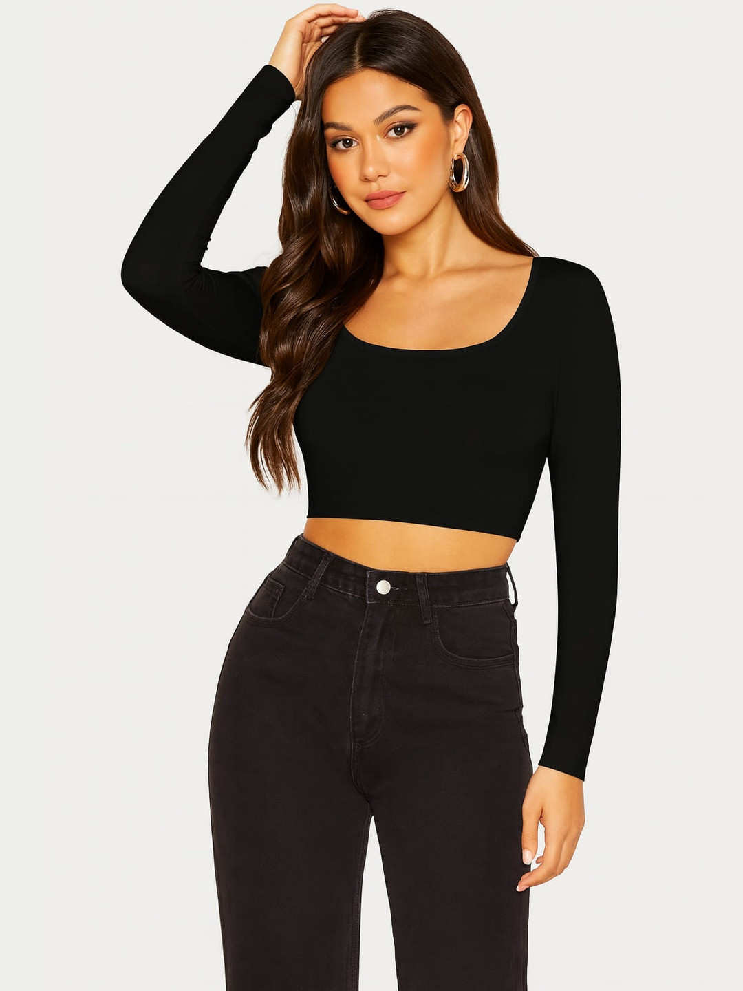 PUERY Women Full Sleeves Cotton Crop Tube Top