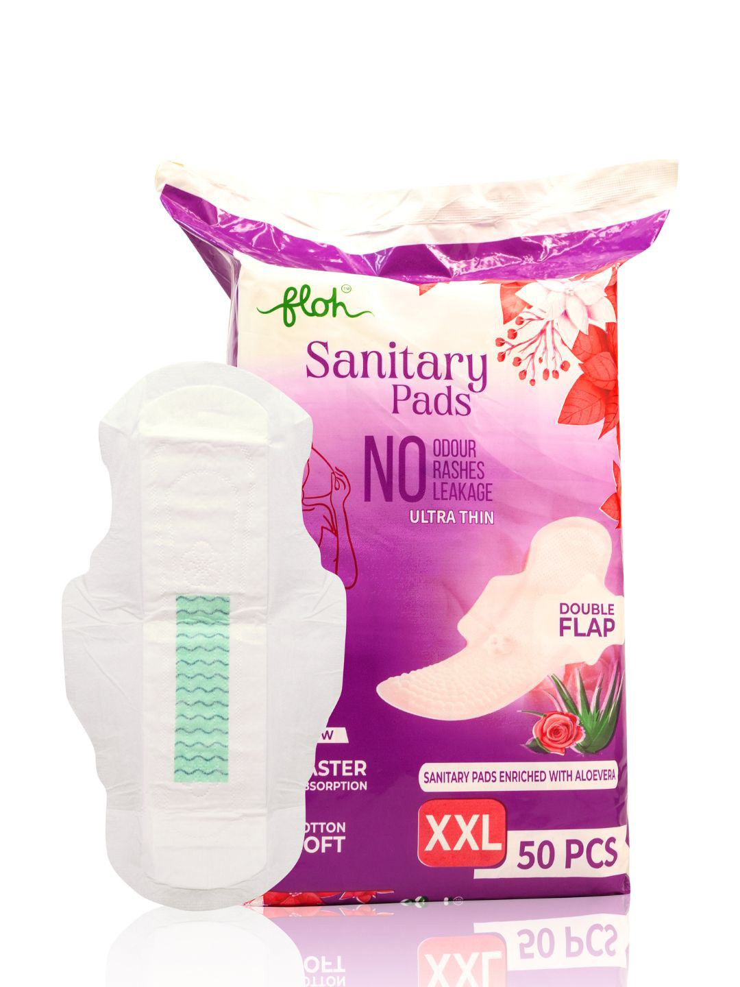 FLOH Extra Heavy Flow Sanitary Napkins - XXL - 50 Pads