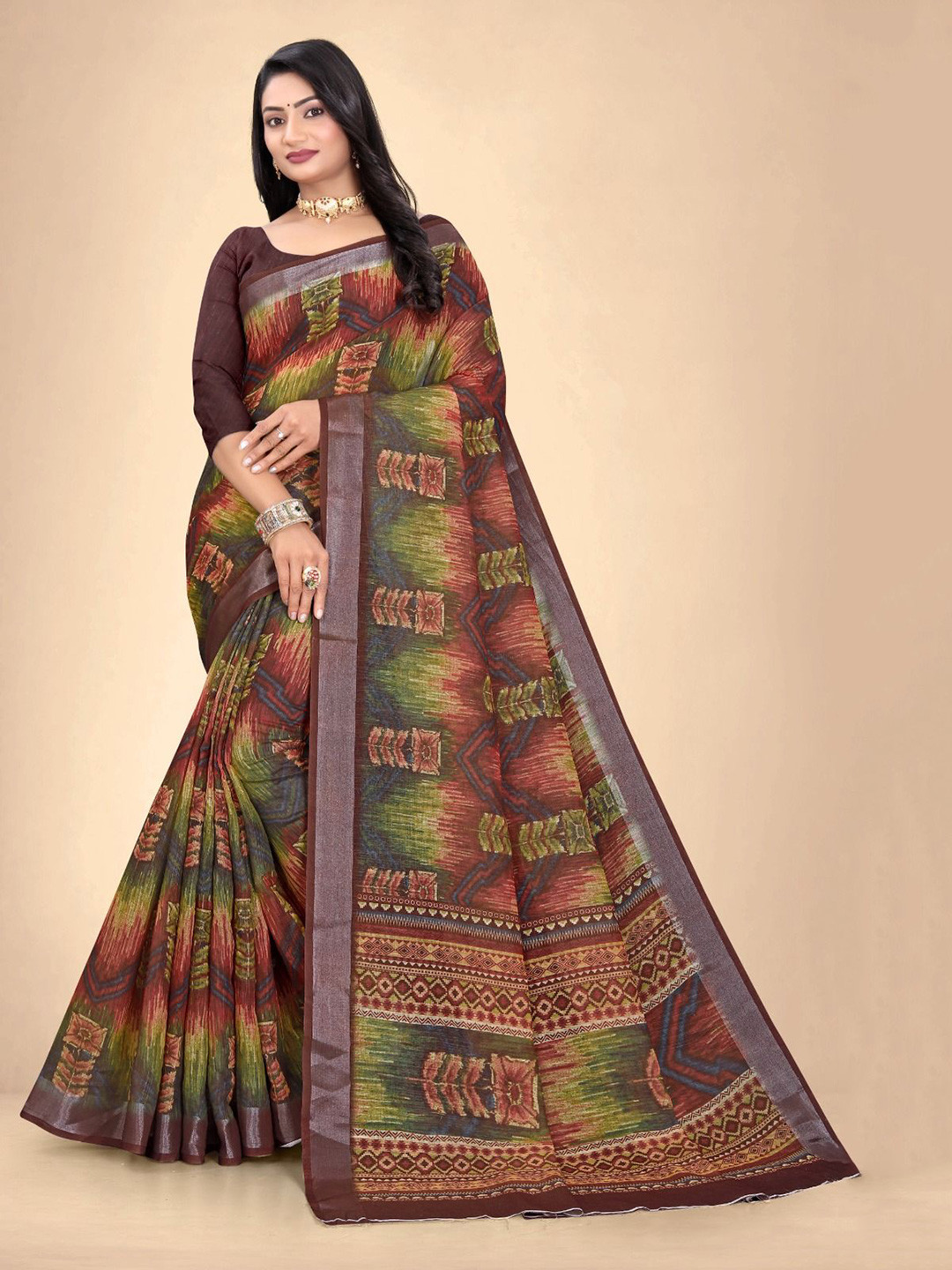 Abhilasha Zari Pure Cotton Maheshwari Saree