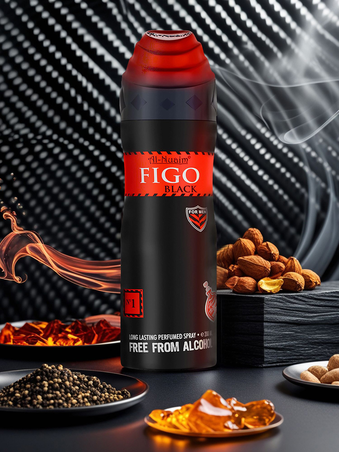 Al-Nuaim Men Set Of 4 Figo Black Alcohol Free Deodorant - 200ml Each